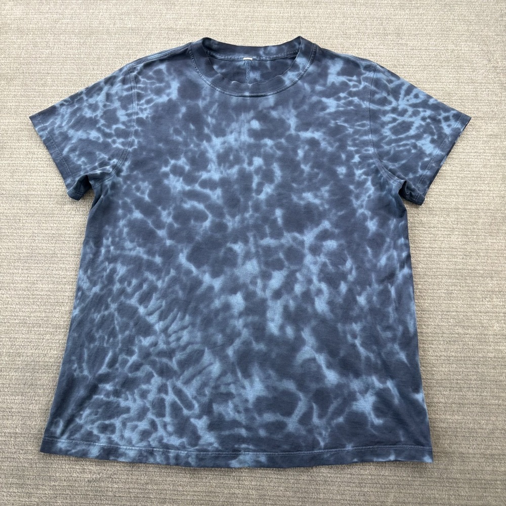 Lululemon All Yours Cotton T-Shirt Tie Dye Womens L Blue Short Sleeve Relax Fit